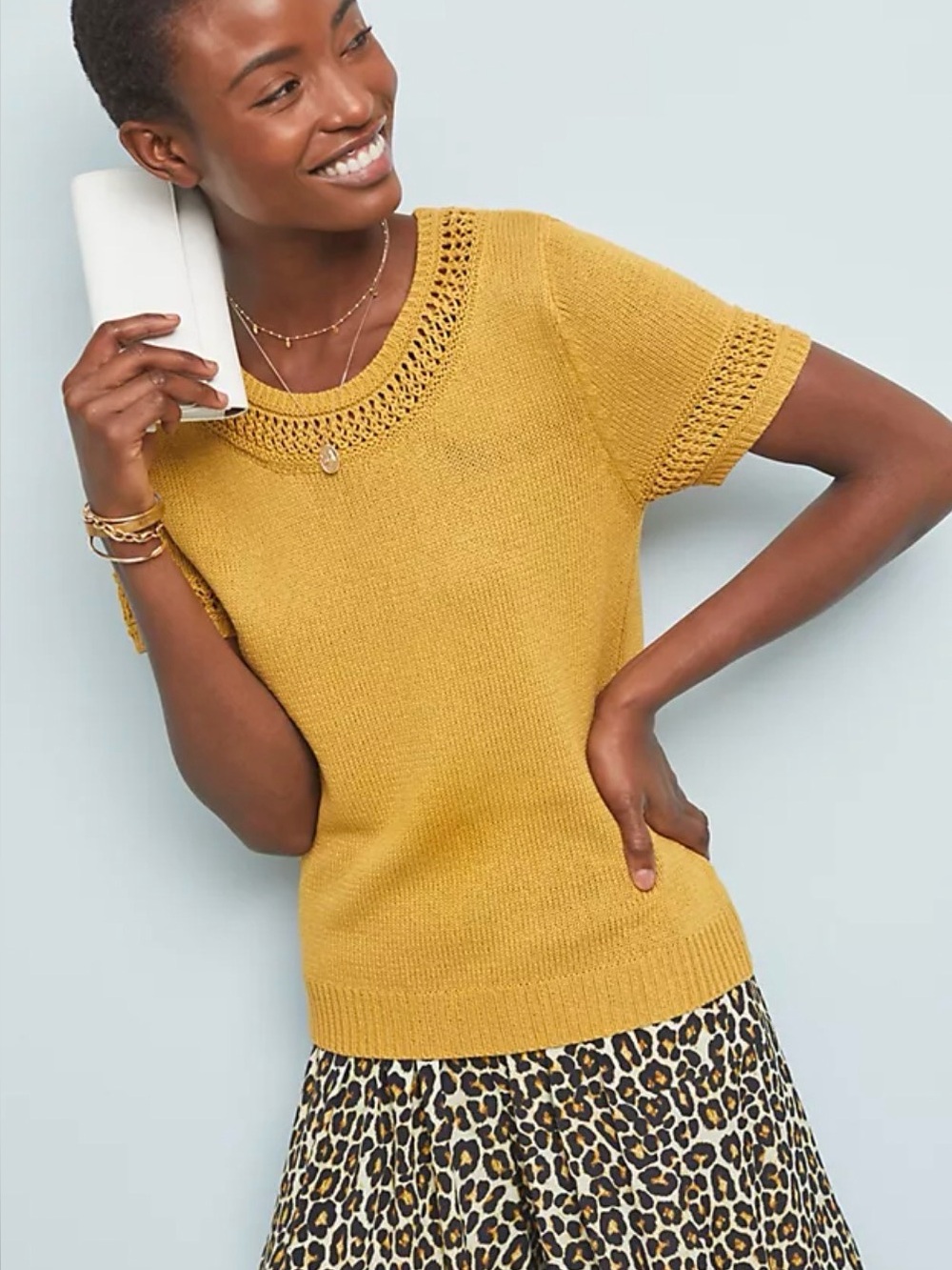 By Anthropologie Sweater Size XS yellow short sleeve